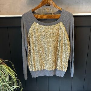 Ana Gold‎ Sequin Gray Long Sleeve Sweater Plus Size 1X